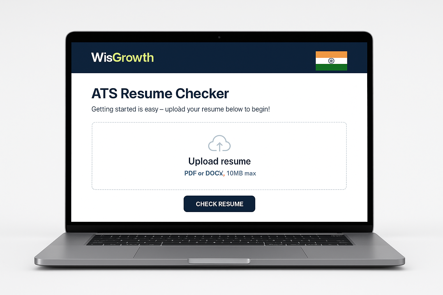 ATS resume checker tailored for India displayed on a laptop