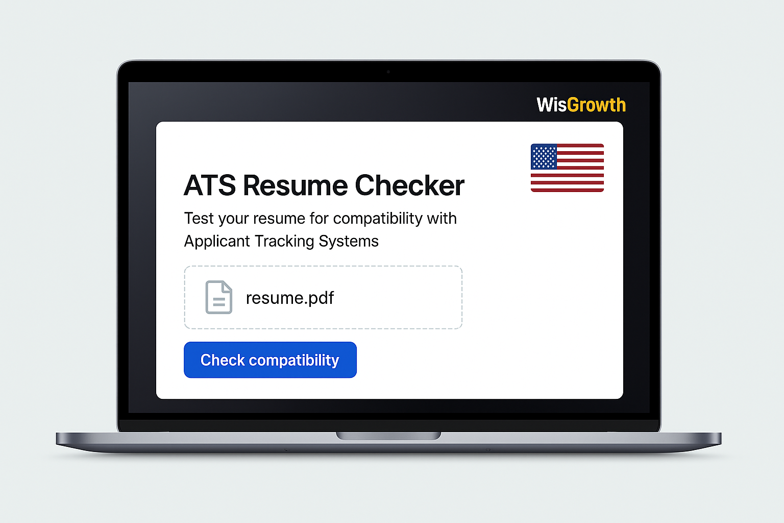 ATS resume checker for US jobs displayed on a laptop