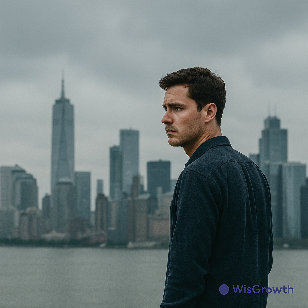 Professional looking at a city skyline as AI transforms work