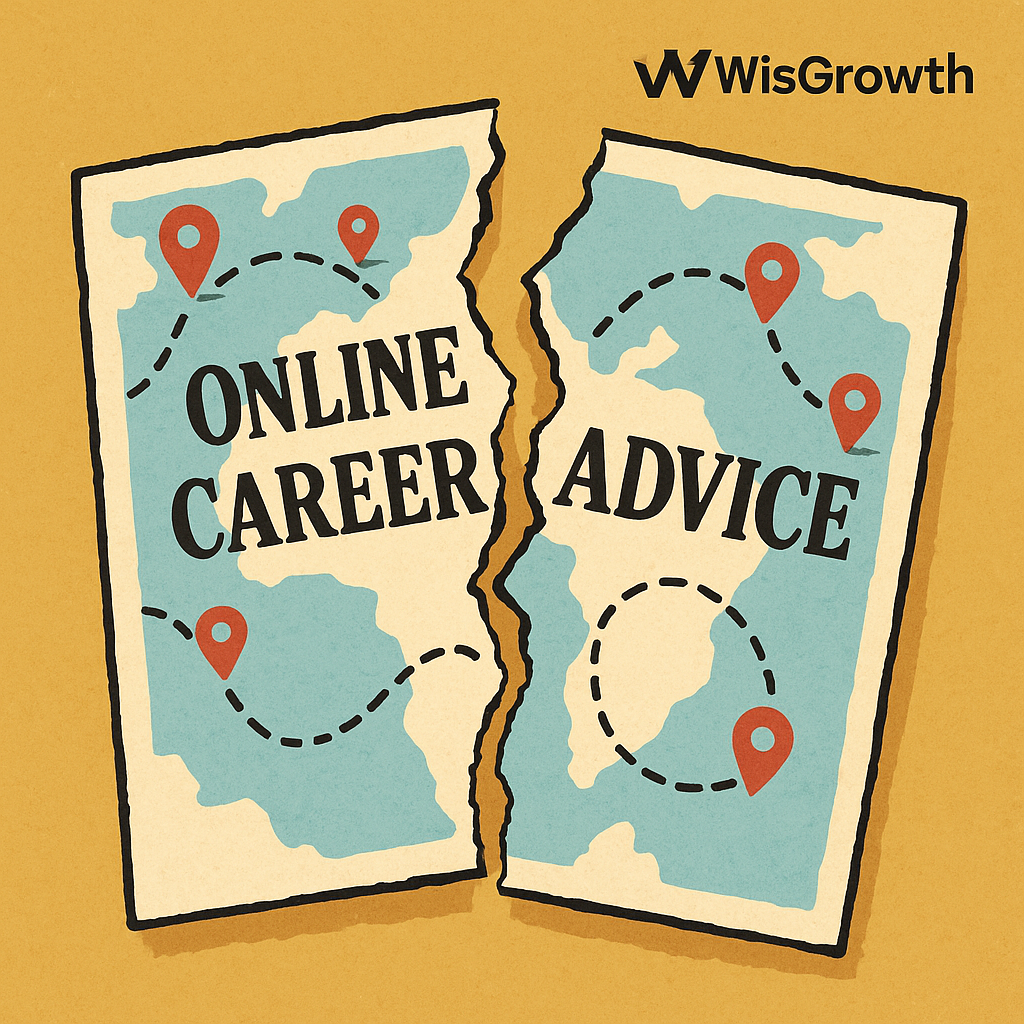 A torn map symbolizing broken online career advice