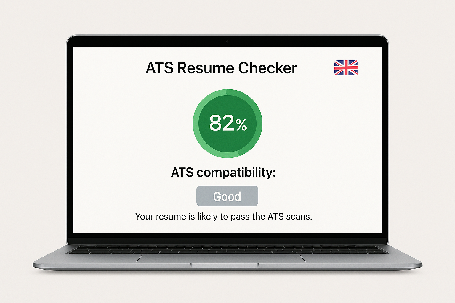 UK CV checker preview on a laptop